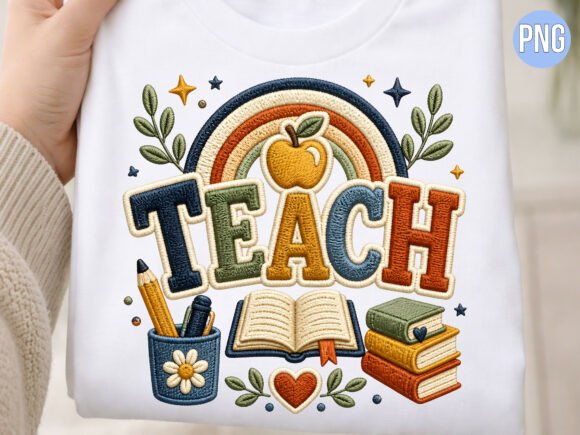 Download Teach Rainbow Embroidery PNG Shirt - Embroidery Collection
