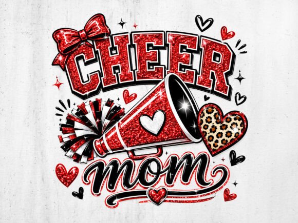 Download Glitter Red Cheer Mom PNG Digital File - Digital Collection