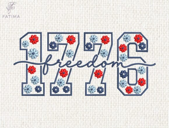Download 1776 Freedom Floral Embroidery Design - Premium Bundle