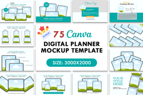 Download 75 Digital Planner Listing Canva Mockups - Digital Collection