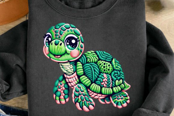 Download Cute Sea Turtle Faux Yarn Embroidery Png - Embroidery Collection