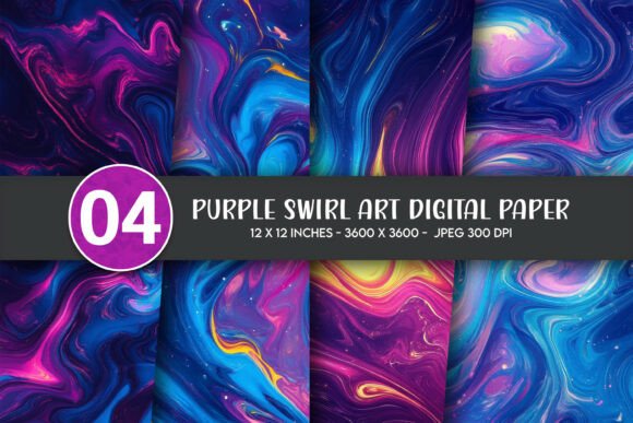 Download Purple Swirl Art Digital Paper - Digital Collection