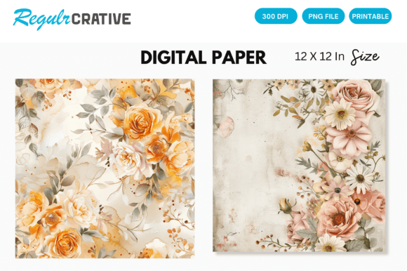 Download Wedding Bride Floral Digital Paper - Digital Collection