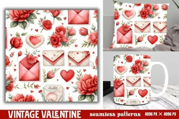 Download Vintage Valentines Day Seamless Pattern - Premium Resources