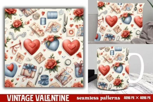 Download Vintage Valentines Day Seamless Pattern - Premium Resources