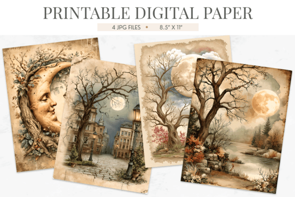 Download Moon Mystical Junk Journal Digital Paper - Digital Collection