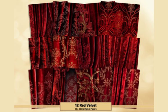 Download Red Velvet Theater Curtain Digital Paper - Digital Collection