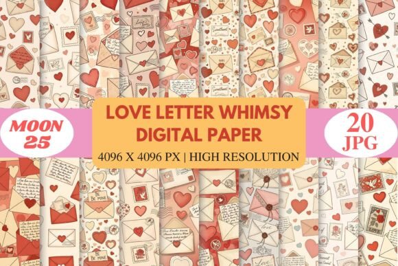 Download Love Letter Whimsy Digital Paper - Digital Collection