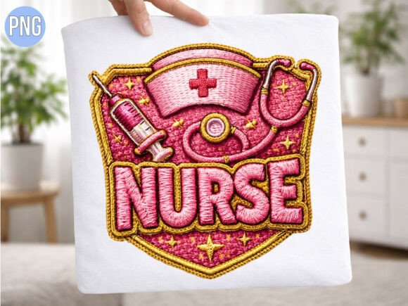 Download Pink Nurse Patch Embroidery T-shirt PNG - Embroidery Collection