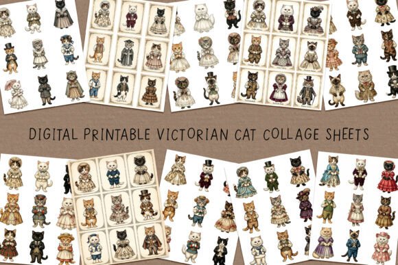 Download Printable Digital Cat Collage Decoupage - Digital cat collage Collection